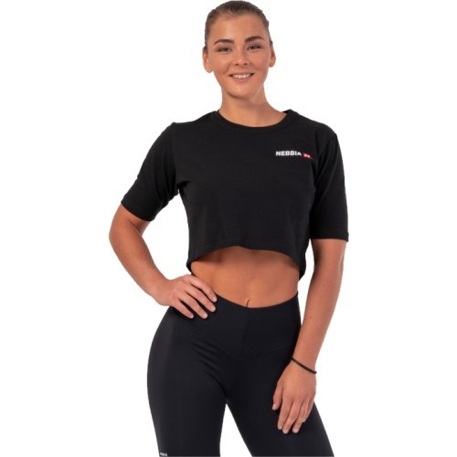 Женская короткая футболка Nebbia Minimalist Logo 600 - Black