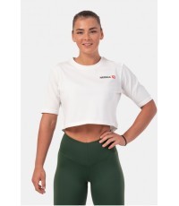 Trumpi moteriški marškinėliai Nebbia Minimalist Logo 600 - Kreminė