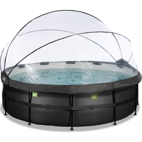EXIT Black Leather бассейн ø488x122cm с песочным фильтром насосом и куполом и тепл