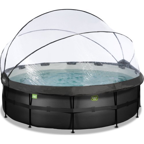 EXIT Black Leather бассейн ø450x122cm с песочным фильтром насосом и куполом и тепл