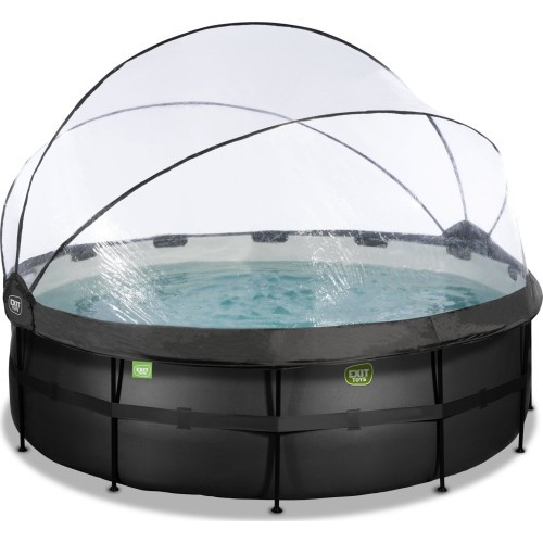 EXIT Black Leather бассейн ø427x122cm с песочным фильтром насосом и куполом и тепл
