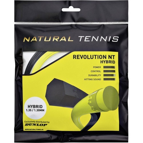Теннисные струны Dunlop NT HYBRID YELLOW 1.35/1.30мм набор, черная /желтая