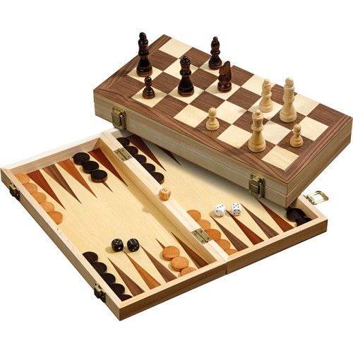 Spēļu uz muguras, šaha un dambretes komplekts Philos 35.5x17.8cm