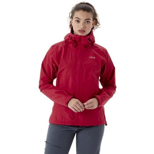 Sieviešu lietus jaka Rab Downpour Eco Jacket - Raudona