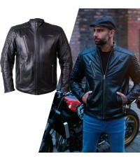 Leather Motorcycle Jacket W-TEC Elcabron - Juoda