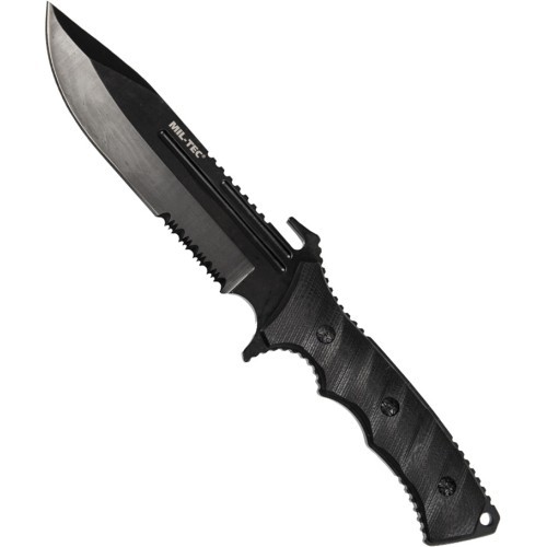 BLACK G10 COMBAT KNIFE WITH NYLON SHEATH