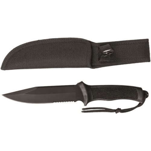 BLACK COMBAT KNIFE WITH RUBBER HANDLE