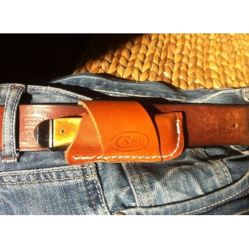Leather Side-Draw Knife Sheath on Belt Case Scheide Medium