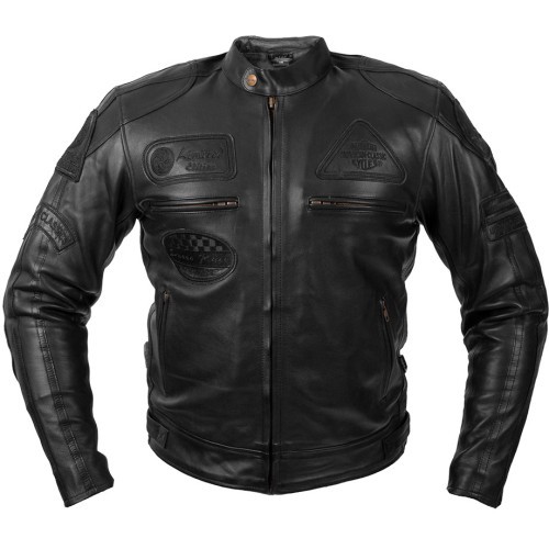 Vīriešu ādas motocikla jaka W-TEC Urban Noir - Black
