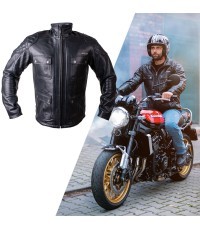 Leather Motorcycle Jacket W-TEC Valebravo - Juoda