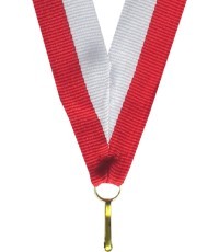 Лента для медали V8 белая/красная 1 см