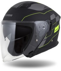 Motorcycle Helmet Cassida Jet Tech RoxoR Matte Black/Fluo Yellow/Gray