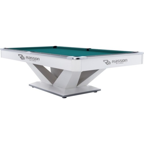 Бильярдный стол, пул, Rasson Victory II Plus, белый, 8 футов, Simonis 760 сине-зеленый