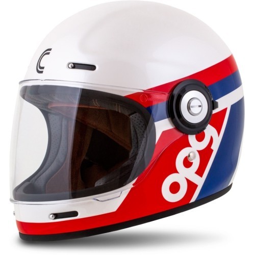 Мотоциклетный шлем Cassida Fibre OPG белый/синий/красный
