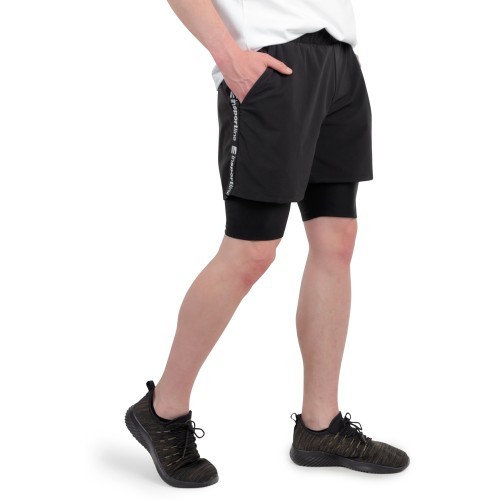 Vīriešu īsās sporta bikses inSPORTline 2-in-1 Closefit Short - Black