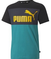 Puma Marškinėliai Paaugliams Ess Block Tee B Deep Agua Black Blue Green 846127 27