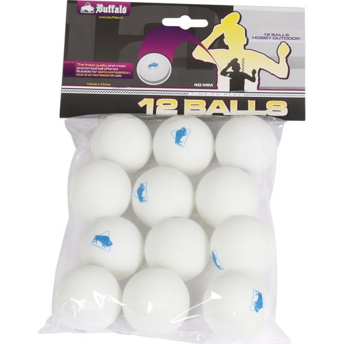 Мячи для настольного тенниса Buffalo Hobby Outdoor, белые, 12шт.