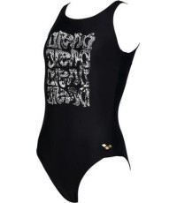 Vientisas maudymosi kostiumėlis mergaitėms Arena G Swimsuit U Back, juodas - 500