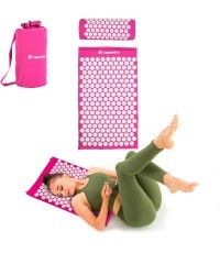 Akupresūros masažuoklis-aplikatorius (pagalvėlė + kilimėlis) inSPORTline Alavea - Rožinė