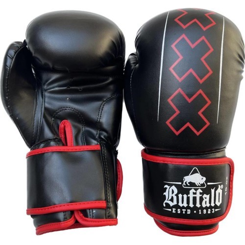 Buffalo Outrage boksa cimdi melni un sarkani 10oz