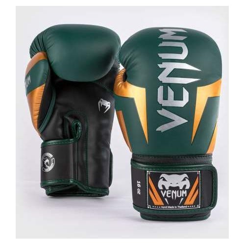Venum Elite boksa cimdi - zaļi/bronzas/sudraba krāsas