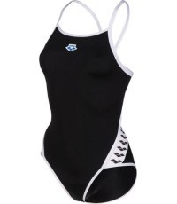 Vientisas moteriškas maudymosi kostiumėlis Arena W Icons Super Fly Back, juodas-baltas - 501
