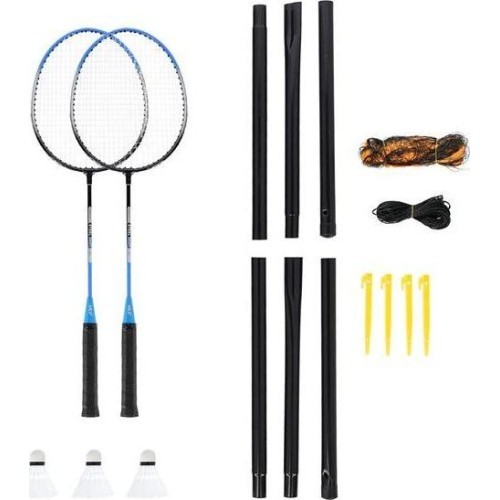 Badmintona komplekts Nils NRZ012, tērauds, 2 raketes, 3 badmintona spalvas, tīkls 195 x 22 cm, futrālis