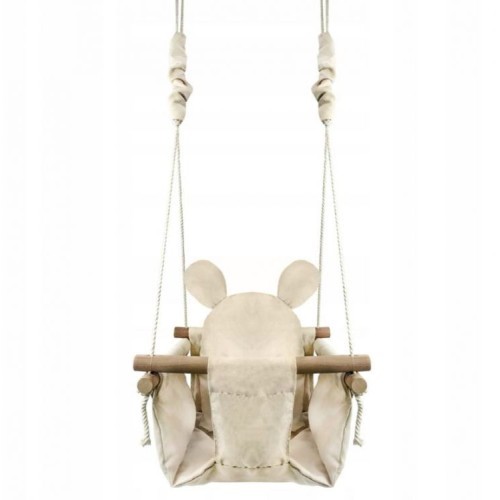 Baby Swing with Wooden Frame Ecotoys White Mouse