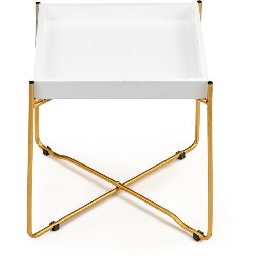 Skandināvu stila kafijas galdiņš ar zeltainām metāla kājām ModernHOME