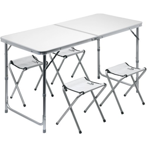 Складной кемпинговый стол и 4 стула Cattara Double - серый
