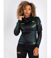 UFC Adrenaline by Venum Authentic Fight Night Women's Walkout Hoodie - Emerald Edition - Green/Black/Gold