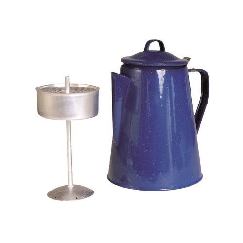 BLUE COFFE POT ENAMELLED WITH PERCOLATOR (12 CUPS)