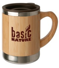 Puodelis BasicNature Beaker Bamboo, 0.3L