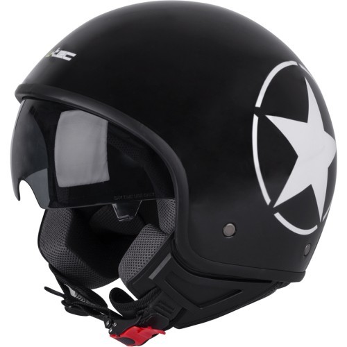 Открытый шлем для скутера W-TEC FS-710S Revolt Black - Black + Star