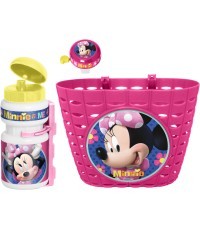 Rinkinys vaikiškam dviračiui (krepšelis, skambutis, gertuvė) Minnie Mouse