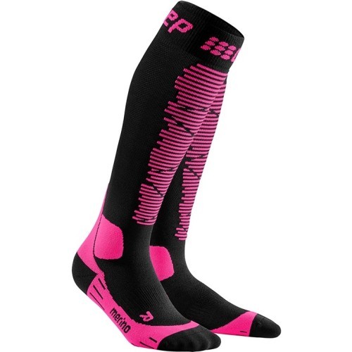 Sieviešu kompresijas slēpošanas zeķes CEP Merino - Black/pink