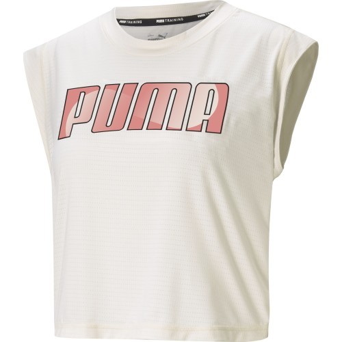 Puma Palaidinė Moterims Train Logo Cap Sleeve Tee White