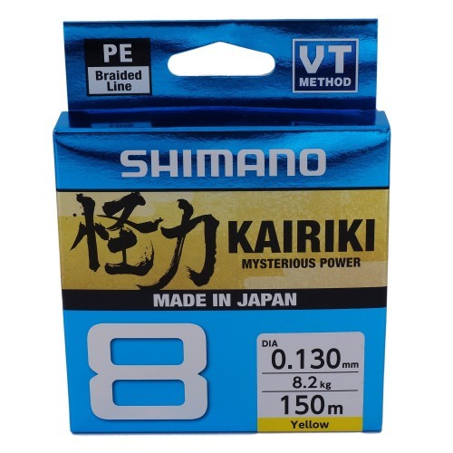 Плетеная леска Shimano Kairiki 8, 150 м, 0,16 мм, 10,3 кг, желтая