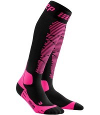 Moteriškos kompersinės slidinėjimo kojinės CEP Merino - Juoda, rožinė