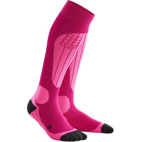 Женские компрессионные лыжные носки CEP Thermo - Pink/Fluo Pink