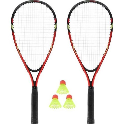 Ātrs badmintona komplekts Nils NRS001, sarkans, 2 raketes, badmintona spalvas, futrālis
