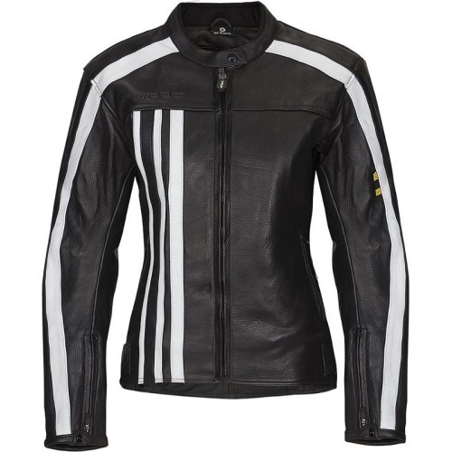Women's Leather Motorcycle Jacket W-TEC NF-1173 Black&White, Size XS