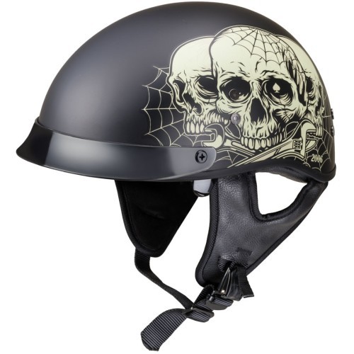 Мотоциклетный шлем W-TEC Black Heart Rednut - Skulls/Matt Black