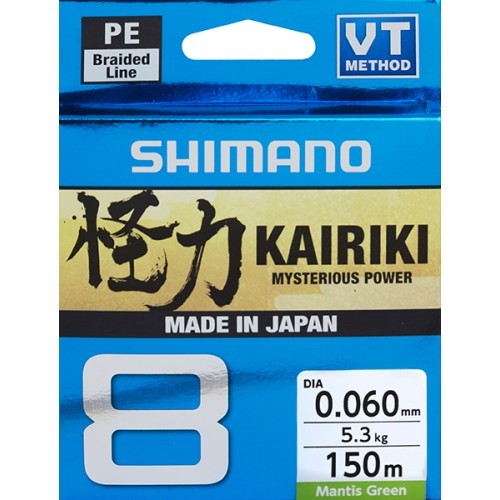 Pīta aukla Shimano Kairiki 8, 150m, 0.19mm, 12.0kg, zaļa.