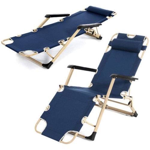 Шезлонг - складной пляжный стул 2 в 1 ModernHOME, синий
