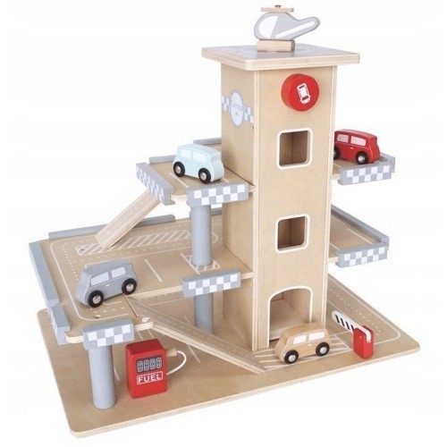Деревянный трехэтажный гараж Эко игрушка