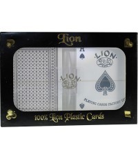 100% plastikāta divvietīgas melnas pokera kartes Lion Poker Cards