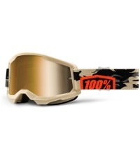 Motokroso akiniai 100% Strata 2 Mirror - Kombat Beige-Orange, True Gold Plexi