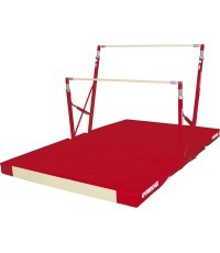 COMPACT ASYMMETRIC BARS - FIXED FEET - WITH TRANSPORT TROLLEY AND FOLDING MAT