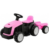 Traktorius su priekaba rožinės spalvos